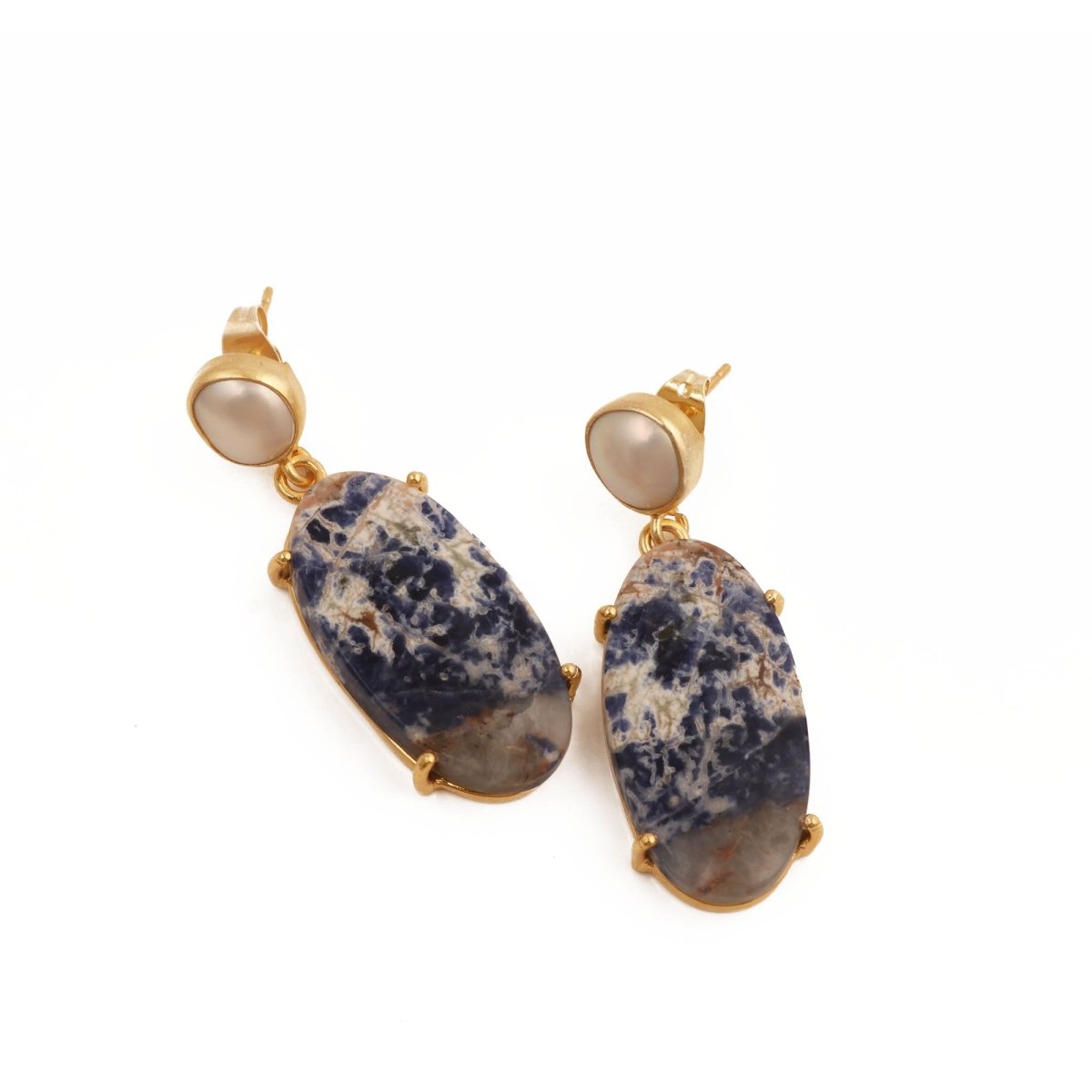 Natural Gemstone Moss Agate and Pearl Dangle Drop Earrings, Birthstone Jewelry 5124