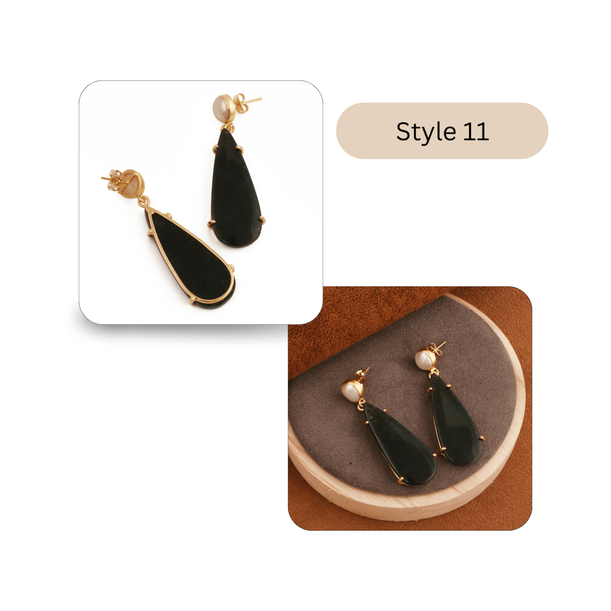 Natural Gemstone Moss Agate and Pearl Dangle Drop Earrings, Birthstone Jewelry 5124