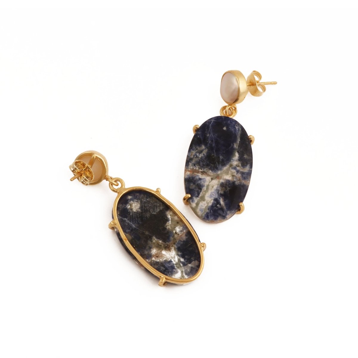 Natural Gemstone Moss Agate and Pearl Dangle Drop Earrings, Birthstone Jewelry 5124