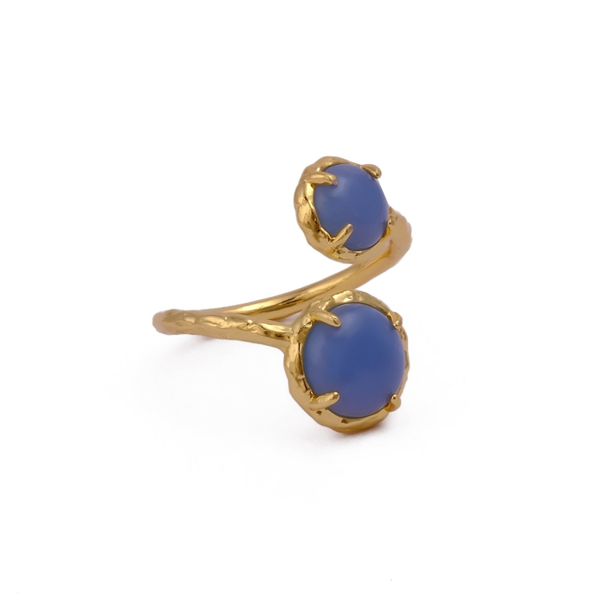 Natural Gemstone Peridot Double Gemstone Prong Set Rings, Gold Plated Jewelry CR-1004
