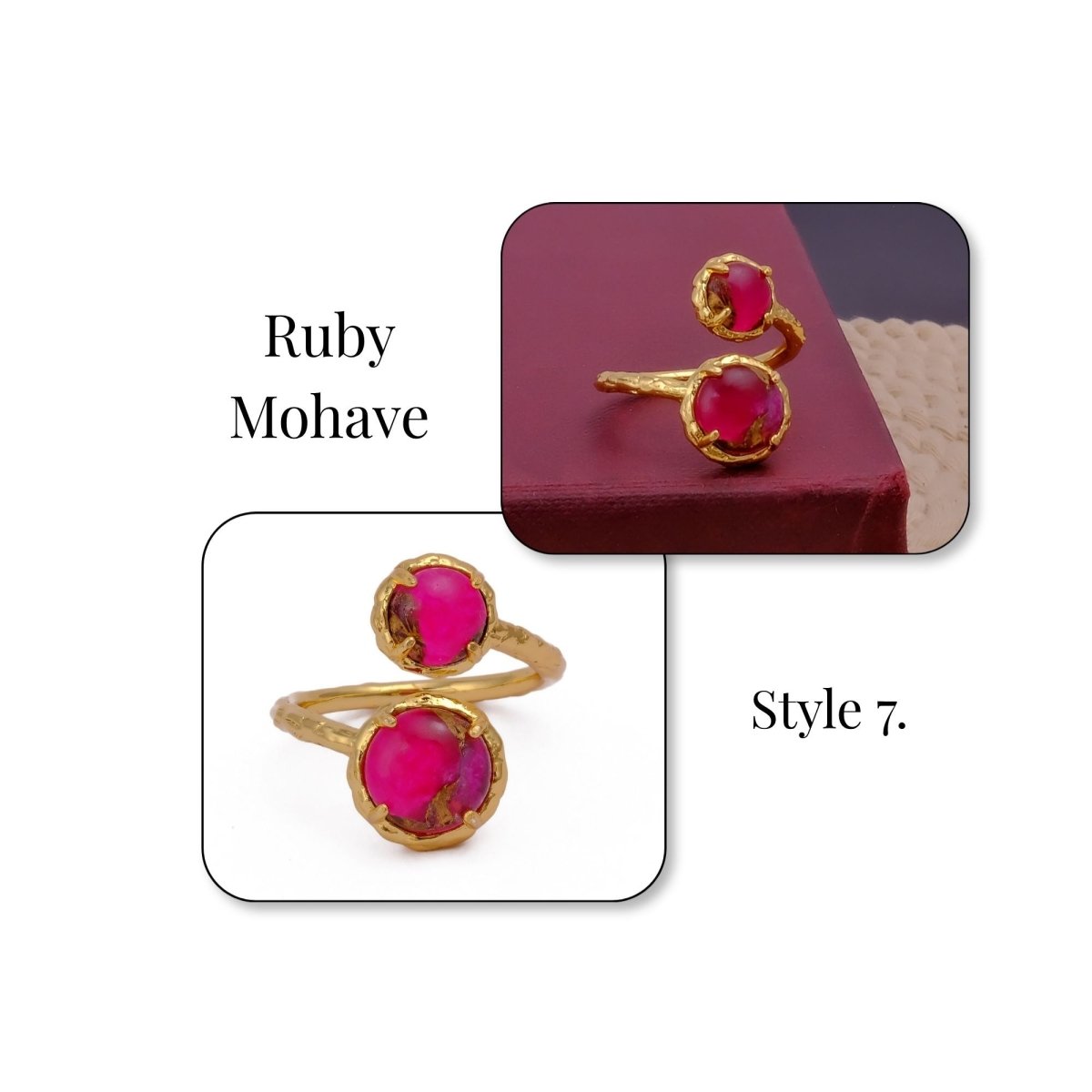Natural Gemstone Peridot Double Gemstone Prong Set Rings, Gold Plated Jewelry CR-1004 Style 7.