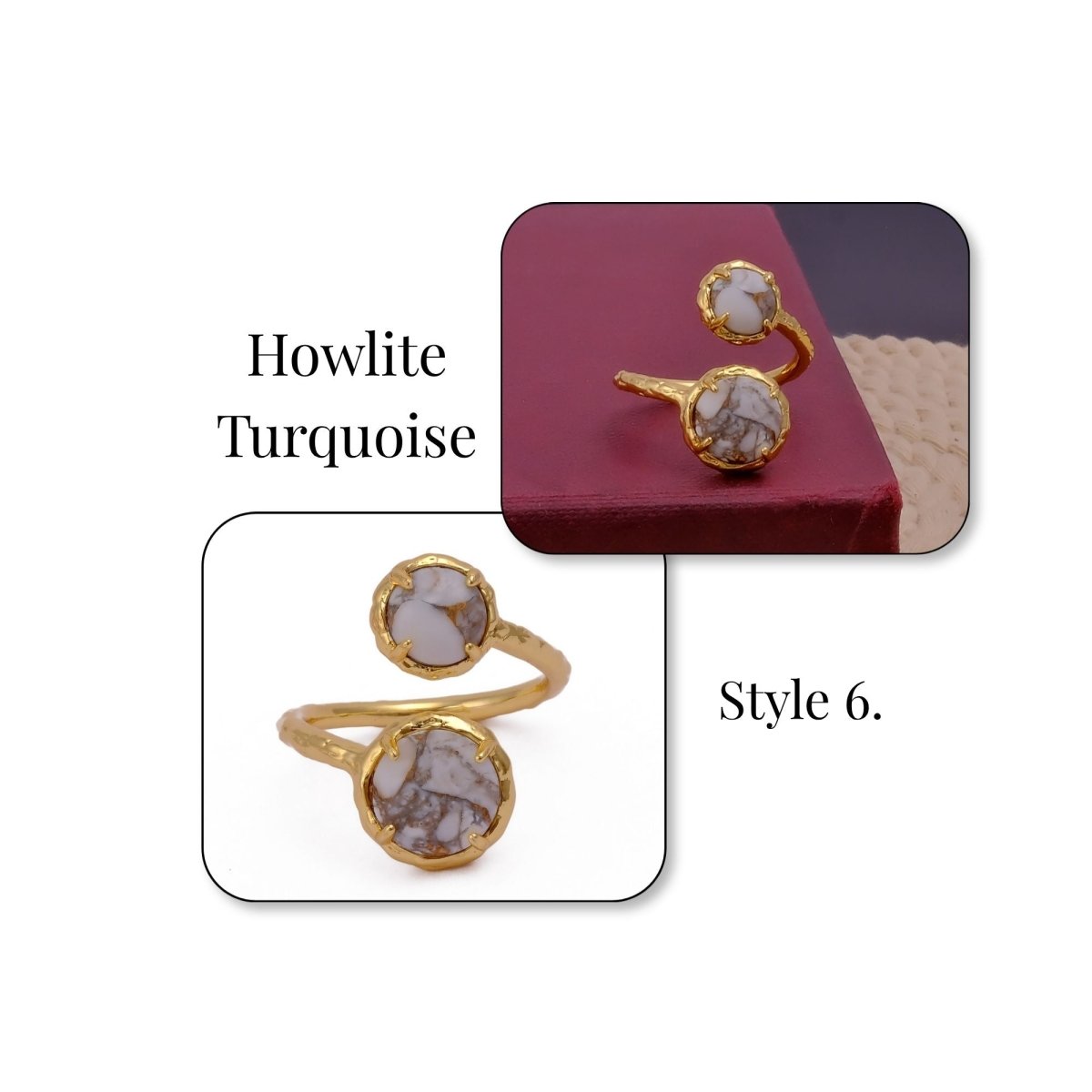 Natural Gemstone Peridot Double Gemstone Prong Set Rings, Gold Plated Jewelry CR-1004 Style 6.