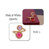 Natural Gemstone Peridot Double Gemstone Prong Set Rings, Gold Plated Jewelry CR-1004 Style 3.
