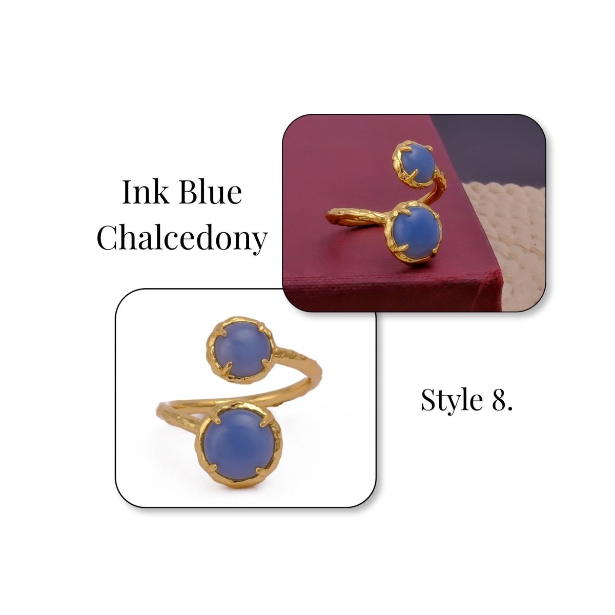 Natural Gemstone Peridot Double Gemstone Prong Set Rings, Gold Plated Jewelry CR-1004 Style 8.