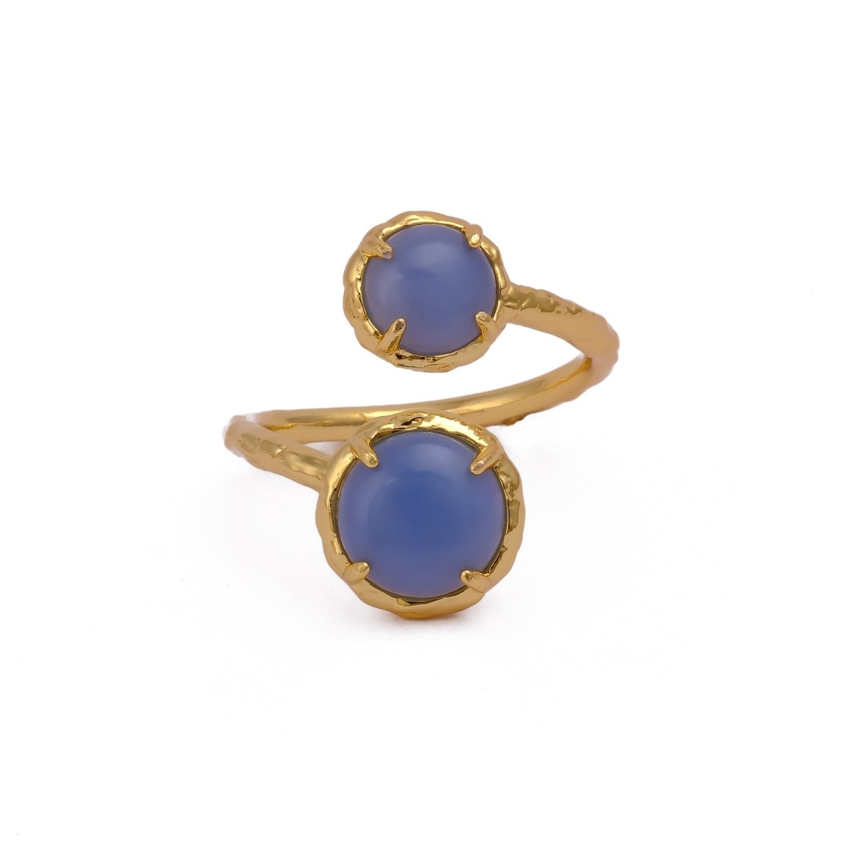Natural Gemstone Peridot Double Gemstone Prong Set Rings, Gold Plated Jewelry CR-1004