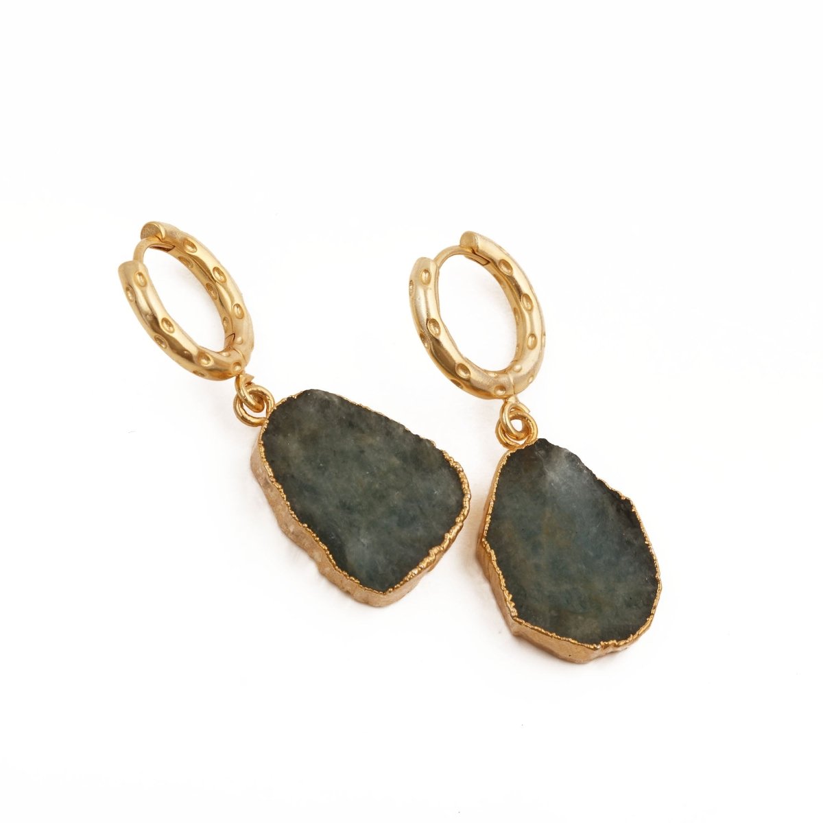 Natural Gemstone Ruby Drop Hoop Earrings, Raw Stone Statement Jewelry 5216