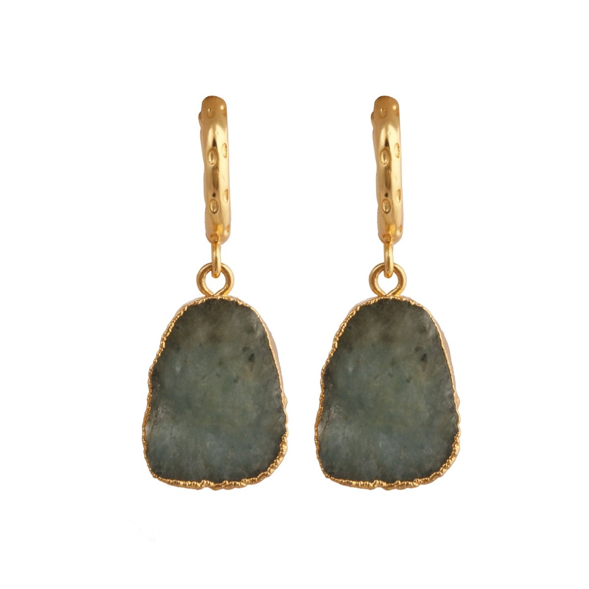 Natural Gemstone Ruby Drop Hoop Earrings, Raw Stone Statement Jewelry 5216