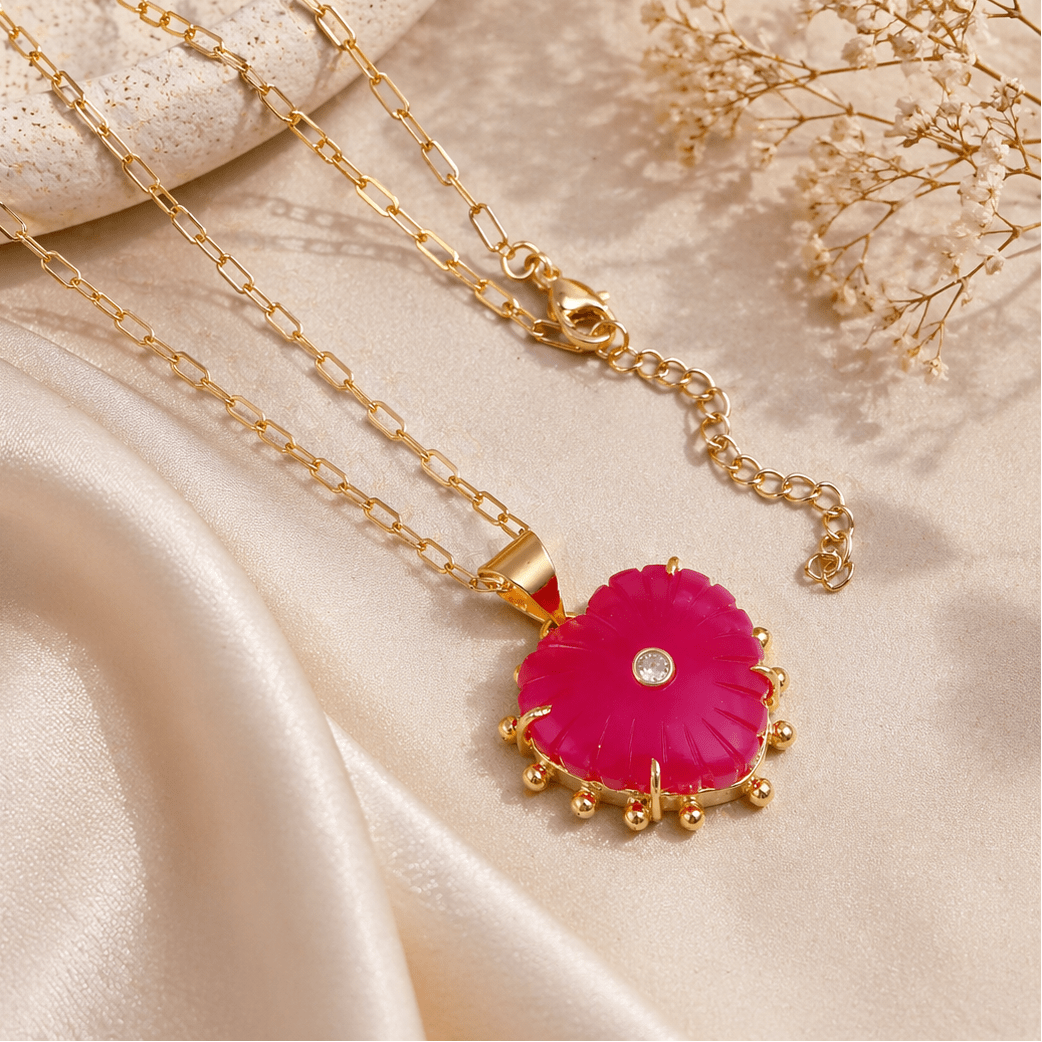 Natural Gemstone Ruby Jade Carving Necklace, Hand Carved Jewelry 5286