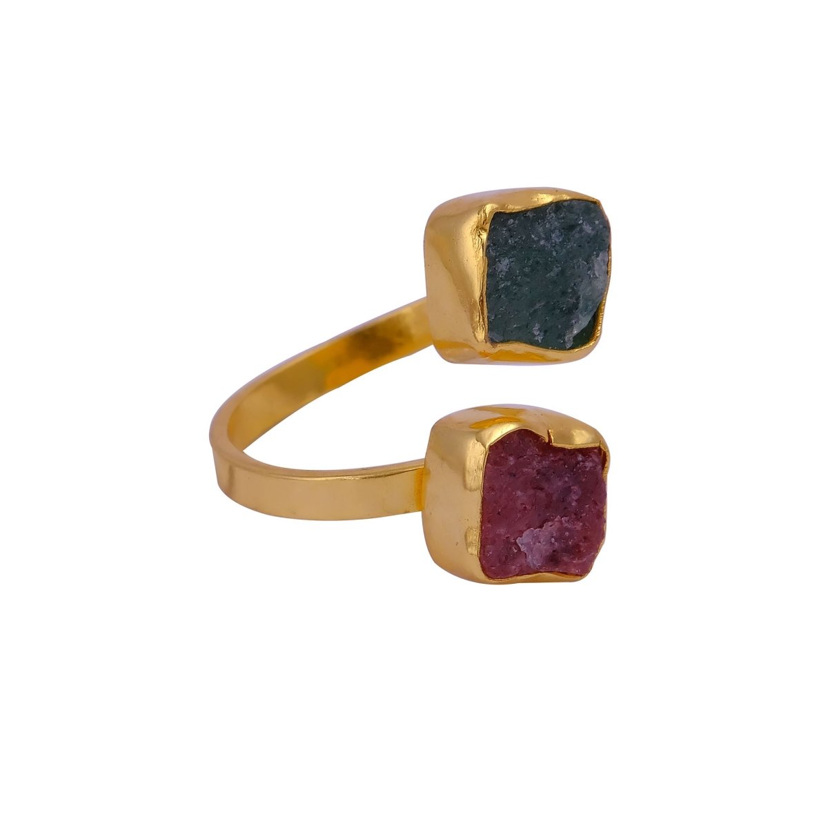 Natural Gemstone Wrap Ring, Gold Plated Adjustable Ring Unique Statement Jewelry 5295
