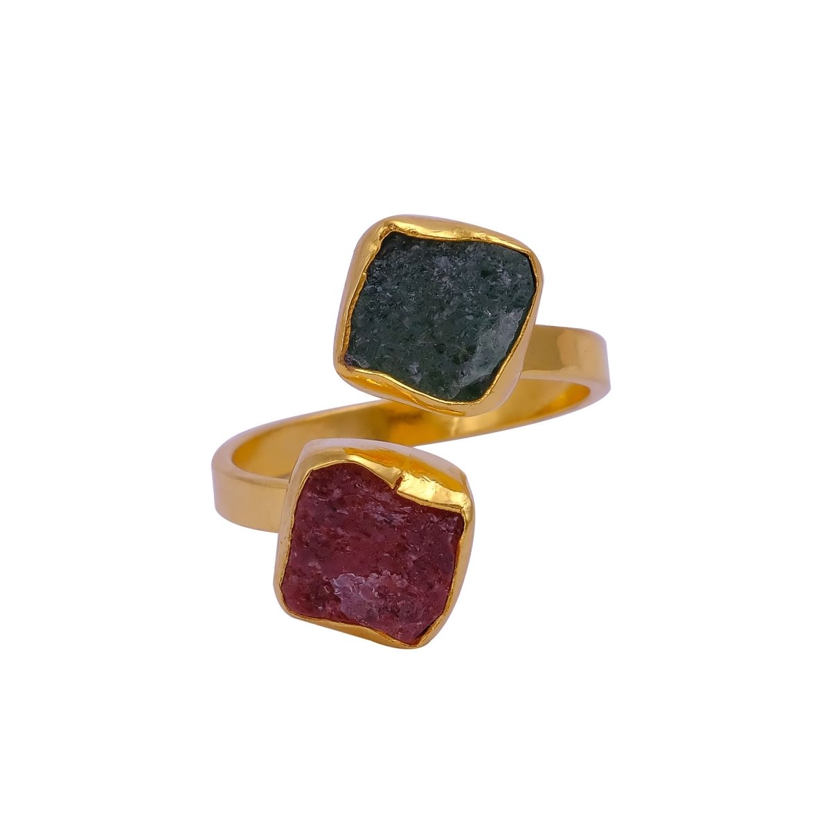 Natural Gemstone Wrap Ring, Gold Plated Adjustable Ring Unique Statement Jewelry 5295