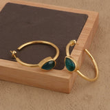 Natural Green Aventurine Hoop Earrings, Gold Plated Jewelry CE-1019 Green Aventurine