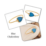 Natural Green Onyx Heart Shape Stone, Twisted Gold - Plated Bangle 5050