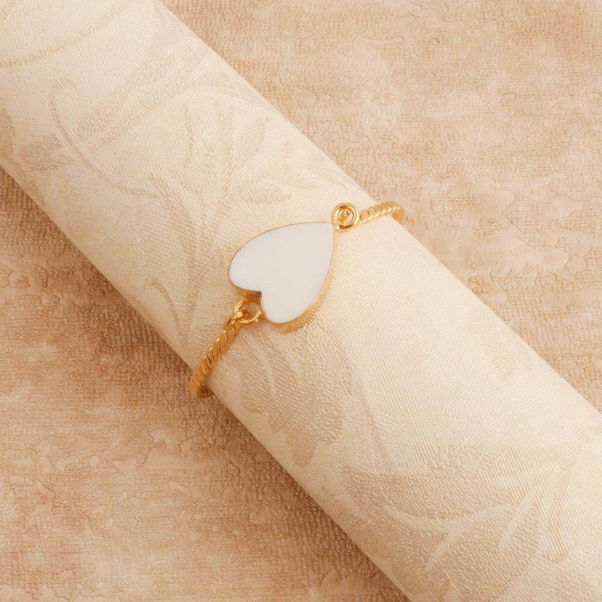 Natural Green Onyx Heart Shape Stone, Twisted Gold - Plated Bangle 5050