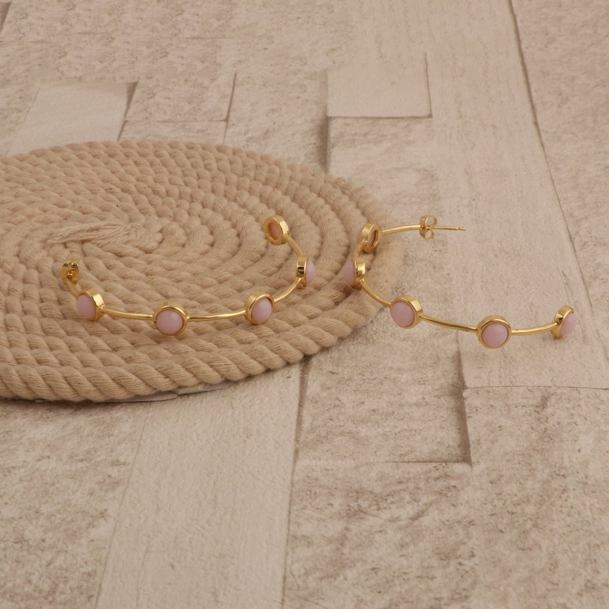 Natural Pearl Hoop Earrings, Gold Plated Minimalist Everyday Jewelry CE-1029