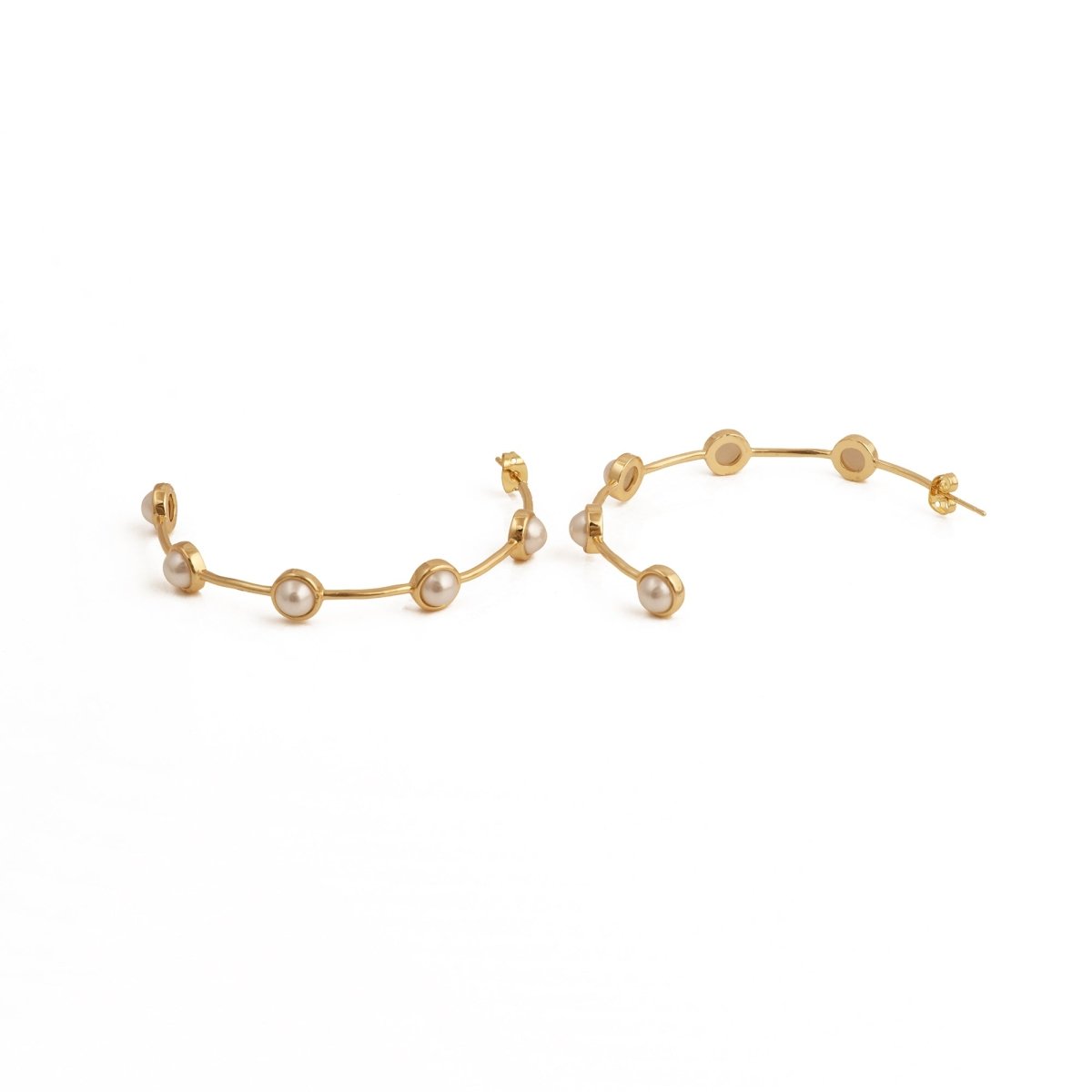 Natural Pearl Hoop Earrings, Gold Plated Minimalist Everyday Jewelry CE-1029
