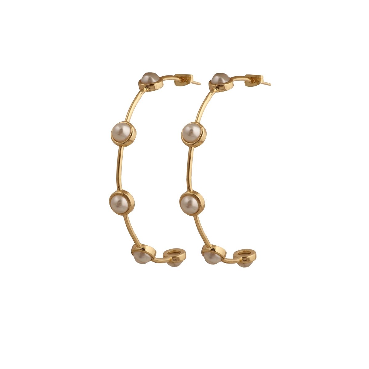 Natural Pearl Hoop Earrings, Gold Plated Minimalist Everyday Jewelry CE-1029
