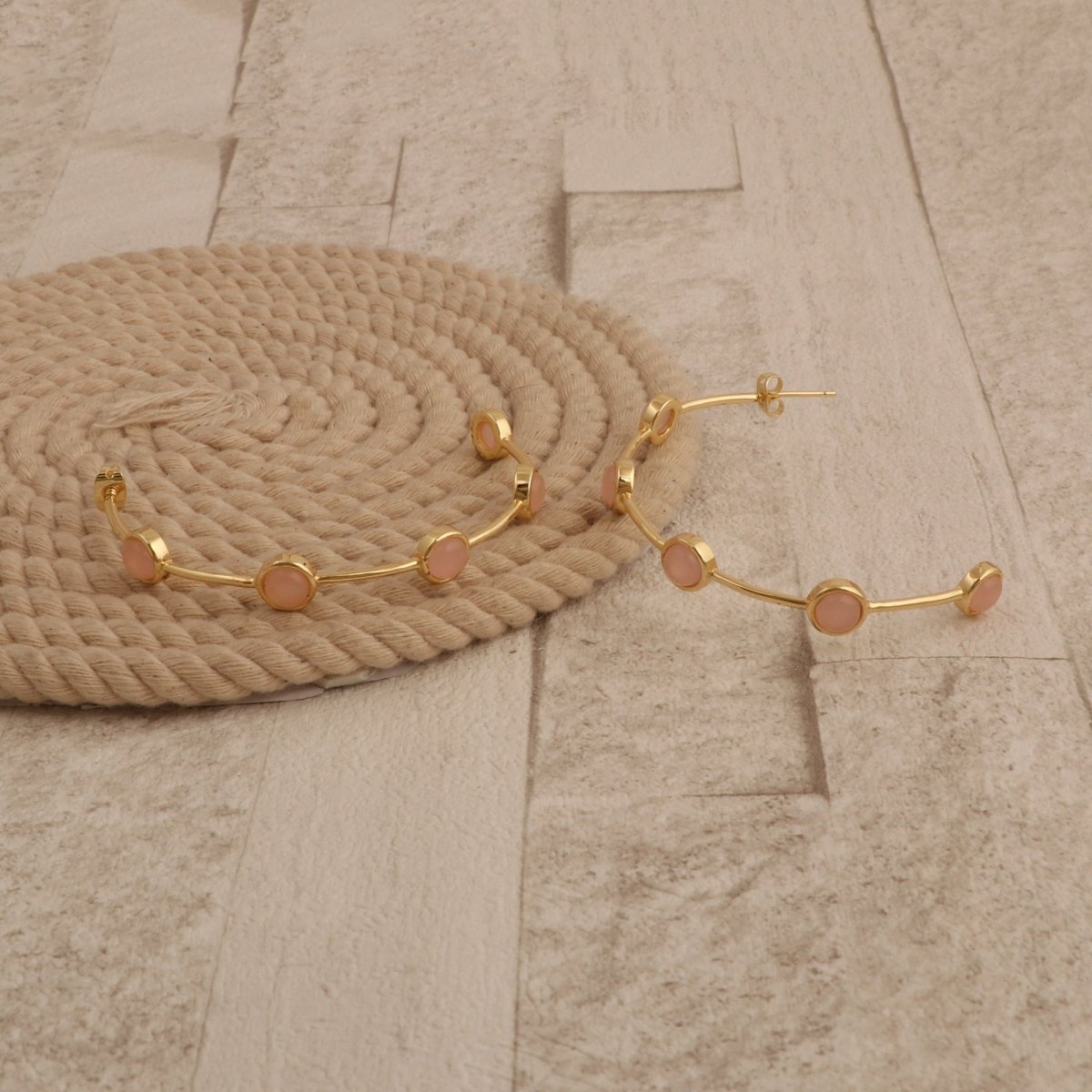 Natural Pearl Hoop Earrings, Gold Plated Minimalist Everyday Jewelry CE-1029