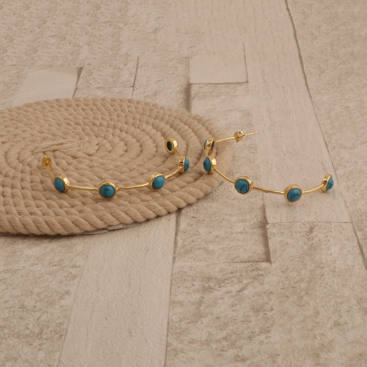 Natural Pearl Hoop Earrings, Gold Plated Minimalist Everyday Jewelry CE-1029