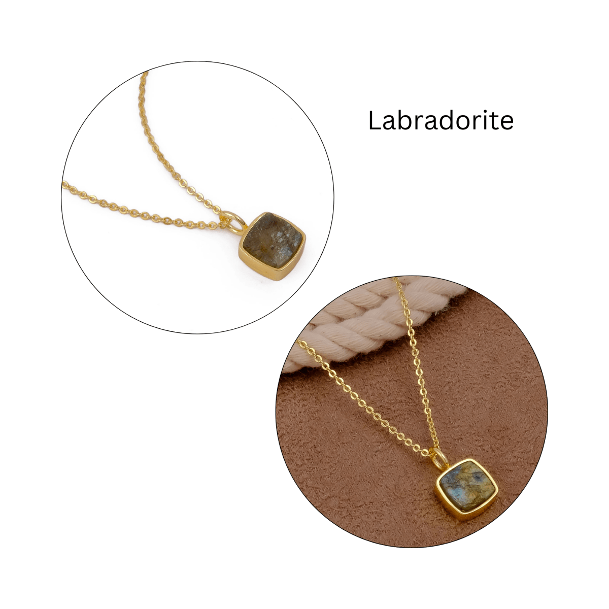 Natural Rainbow Moonstone Cushion Shape Necklace, Gold Plated Bezel Set Jewelry CN-1002
