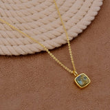 Natural Rainbow Moonstone Cushion Shape Necklace, Gold Plated Bezel Set Jewelry CN-1002 Labradorite
