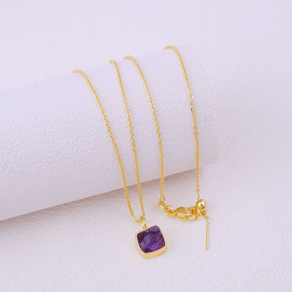 Natural Rainbow Moonstone Cushion Shape Necklace, Gold Plated Bezel Set Jewelry CN-1002