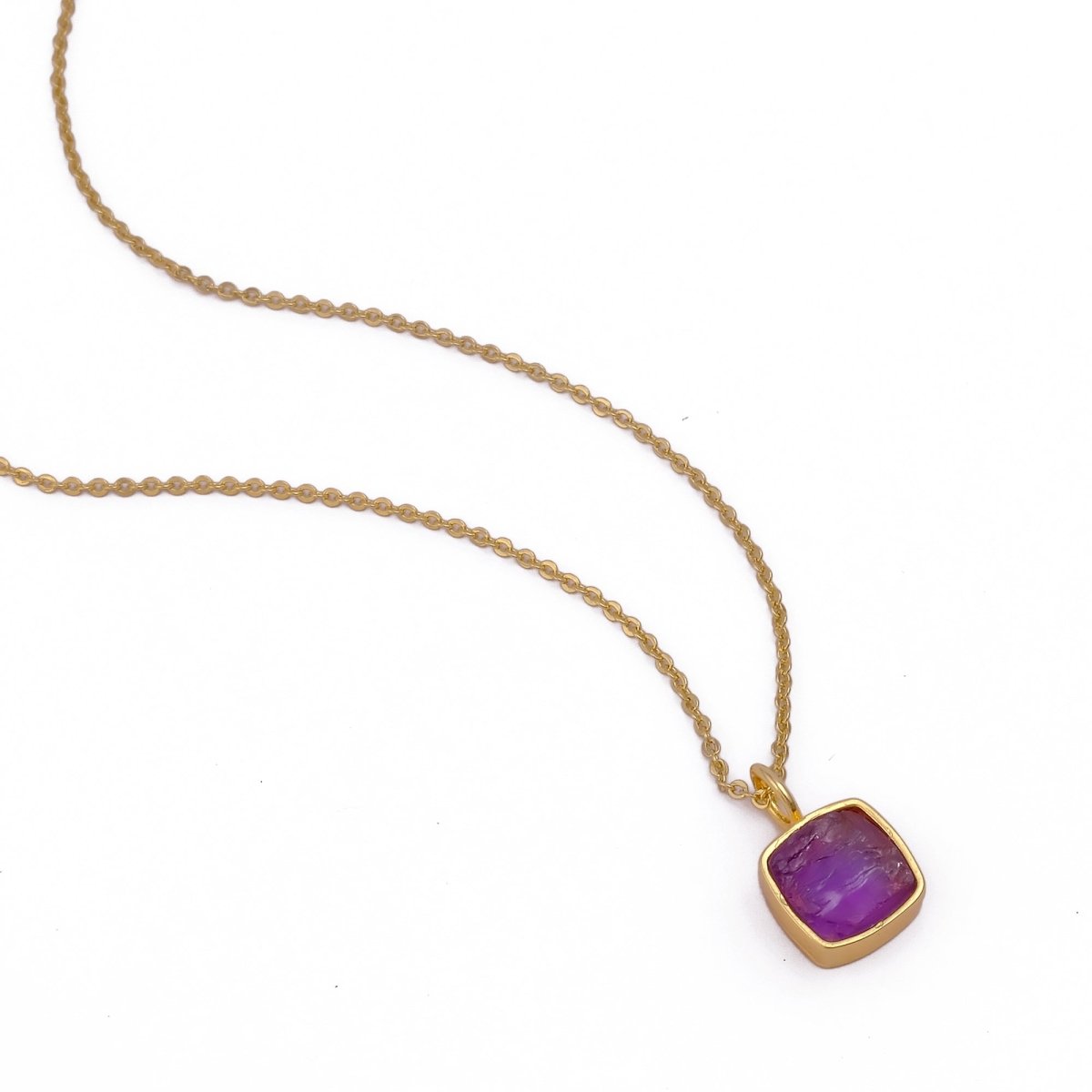 Natural Rainbow Moonstone Cushion Shape Necklace, Gold Plated Bezel Set Jewelry CN-1002