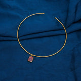 Natural Rose Quartz Raw Gemstone Choker Necklace, Gold Plated Jewelry 5269