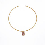 Natural Rose Quartz Raw Gemstone Choker Necklace, Gold Plated Jewelry 5269