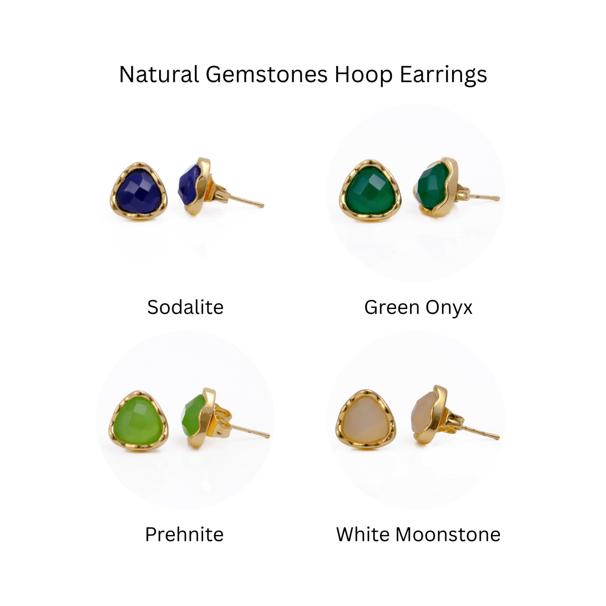 Natural Sodalite Faceted Trillion Gemstone, Gold Plated Stud Earrings CE-1015