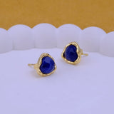 Natural Sodalite Faceted Trillion Gemstone, Gold Plated Stud Earrings CE-1015 Sodalite