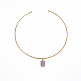 Natural White Moonstone Choker, Hammered Gold Statement Necklace 5269