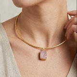 Natural White Moonstone Choker, Hammered Gold Statement Necklace 5269
