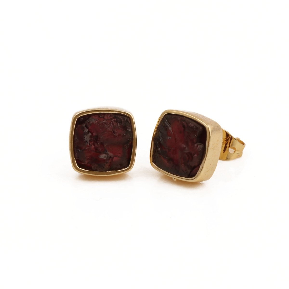 Natural Yellow Citrine Raw Gemstone Studs, Minimalist Jewelry CE - 1004