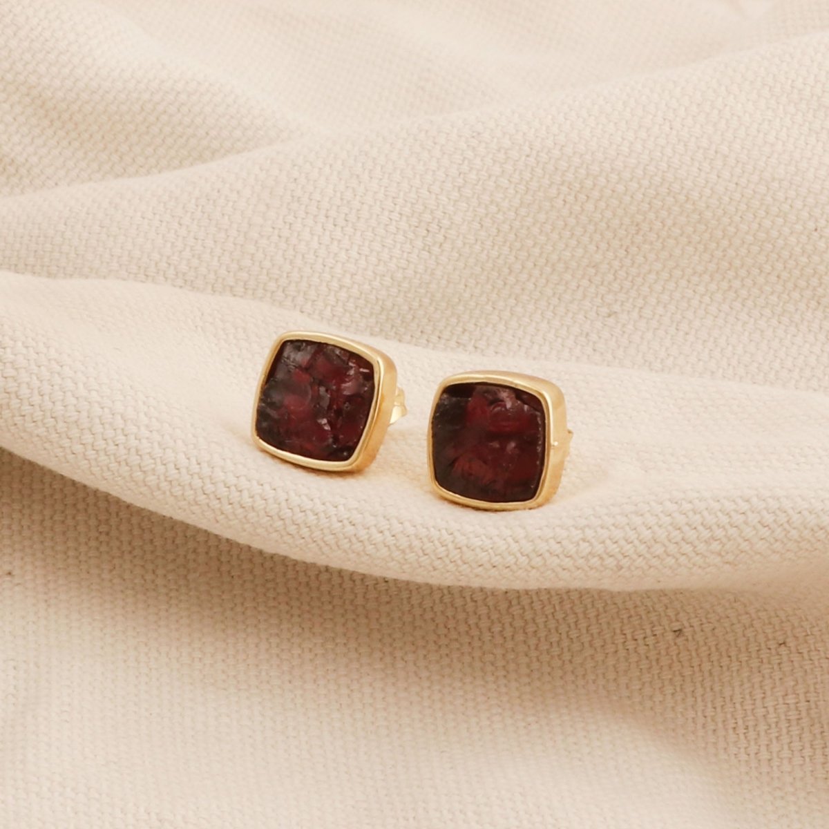 Natural Yellow Citrine Raw Gemstone Studs, Minimalist Jewelry CE - 1004