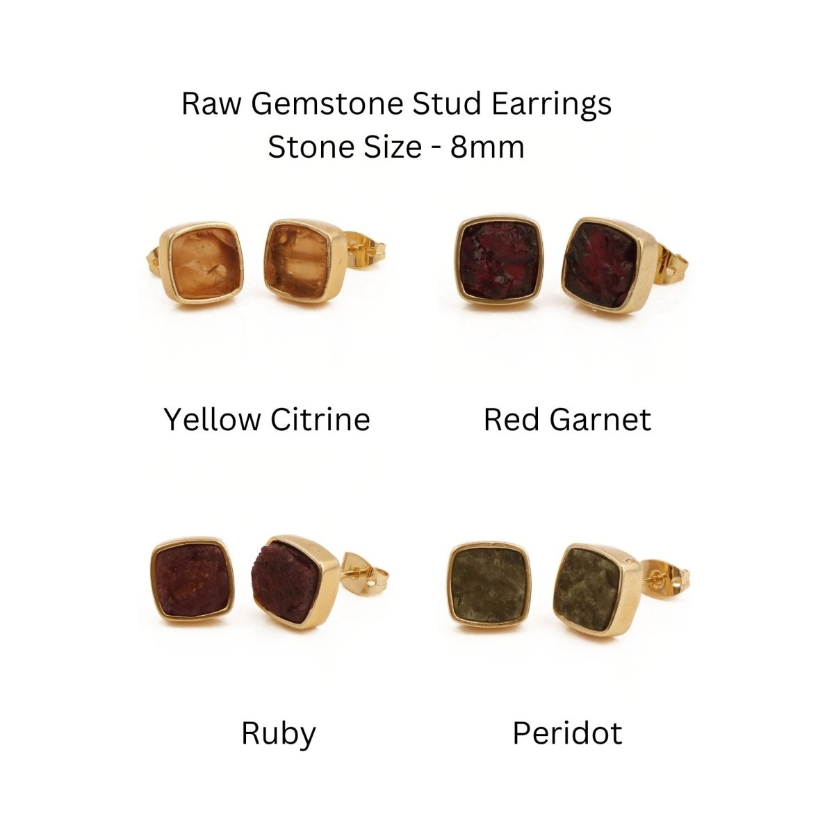 Natural Yellow Citrine Raw Gemstone Studs, Minimalist Jewelry CE - 1004