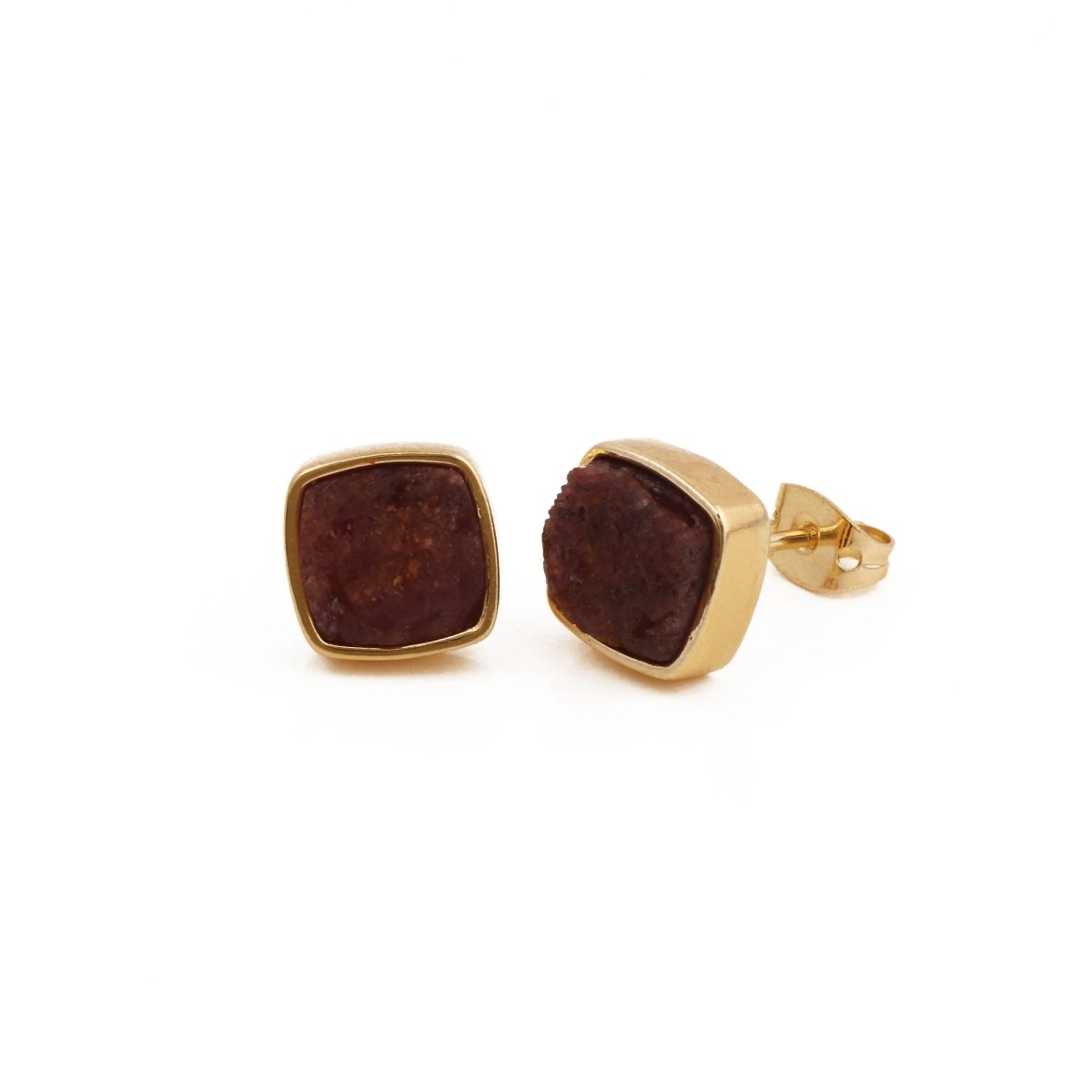 Natural Yellow Citrine Raw Gemstone Studs, Minimalist Jewelry CE - 1004