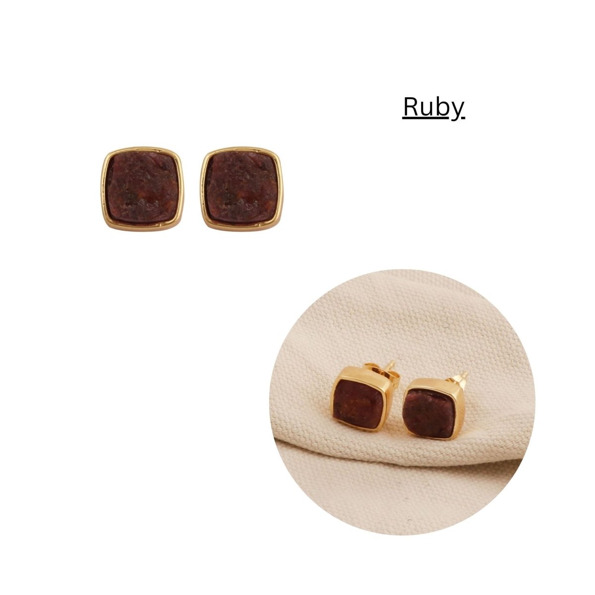 Natural Yellow Citrine Raw Gemstone Studs, Minimalist Jewelry CE - 1004