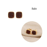 Natural Yellow Citrine Raw Gemstone Studs, Minimalist Jewelry CE - 1004