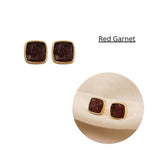 Natural Yellow Citrine Raw Gemstone Studs, Minimalist Jewelry CE - 1004