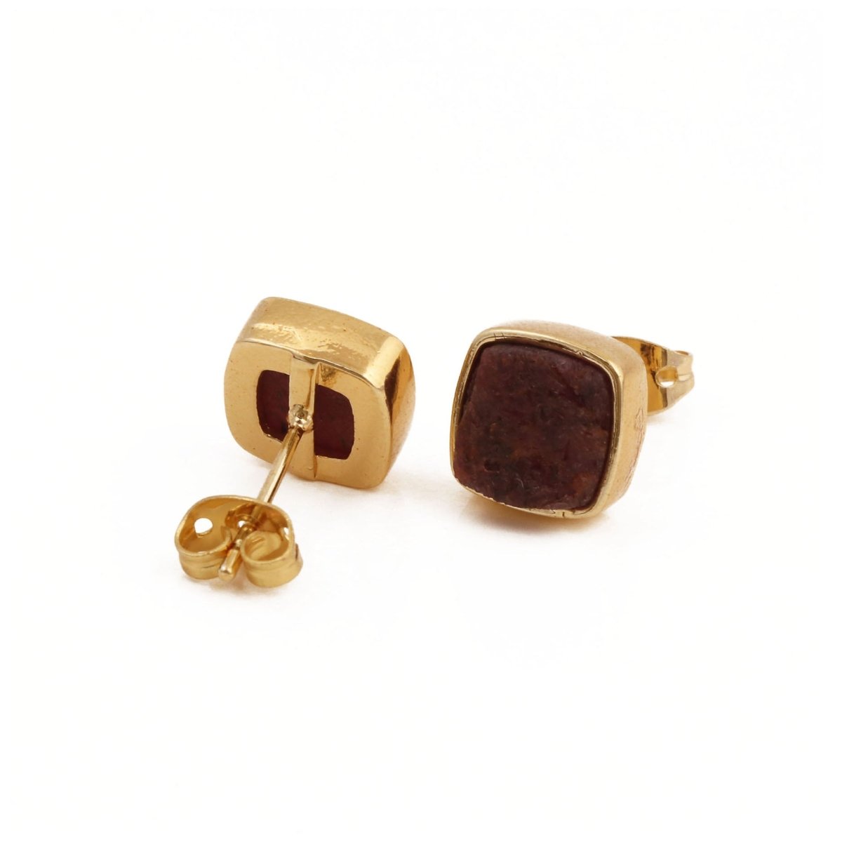 Natural Yellow Citrine Raw Gemstone Studs, Minimalist Jewelry CE - 1004