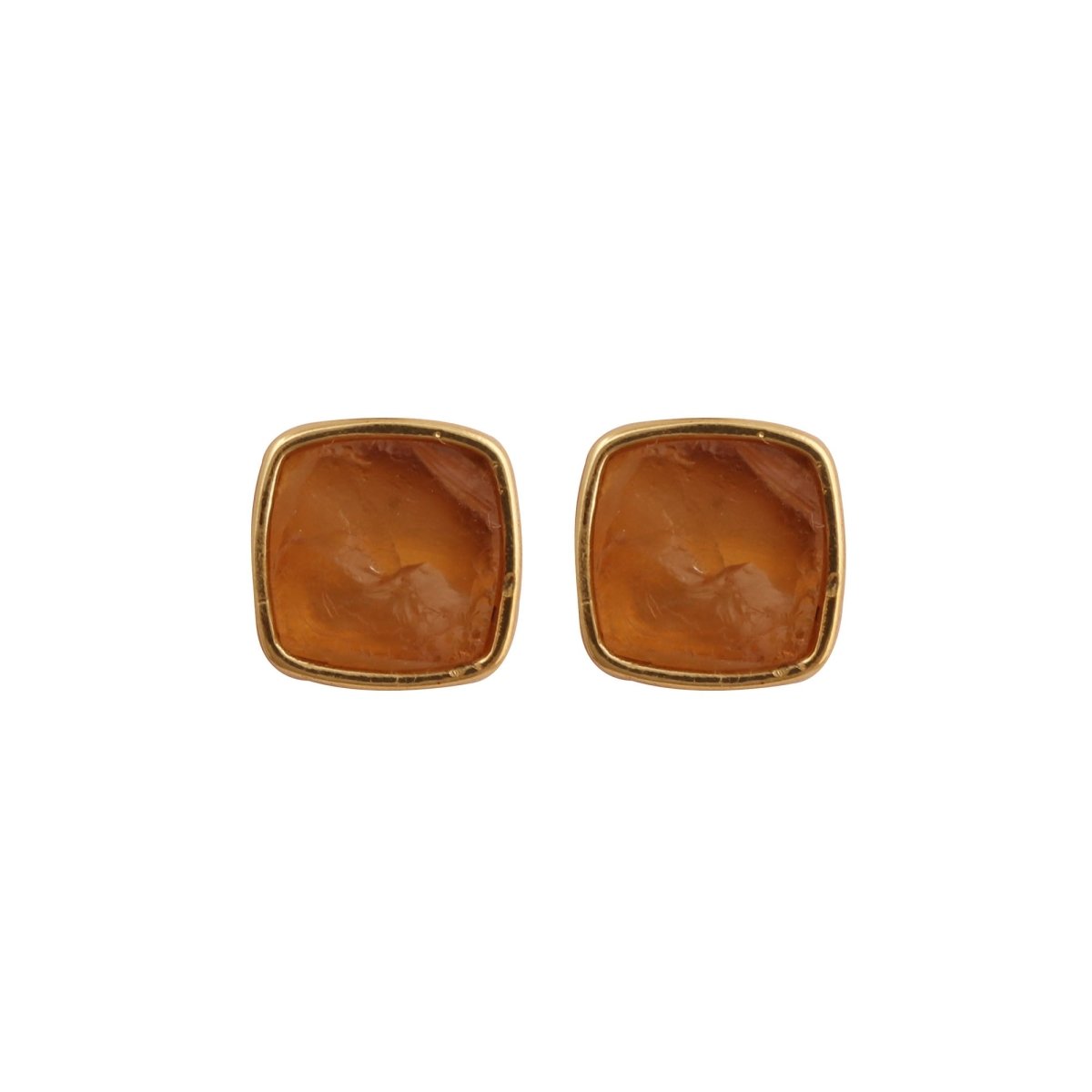 Natural Yellow Citrine Raw Gemstone Studs, Minimalist Jewelry CE - 1004