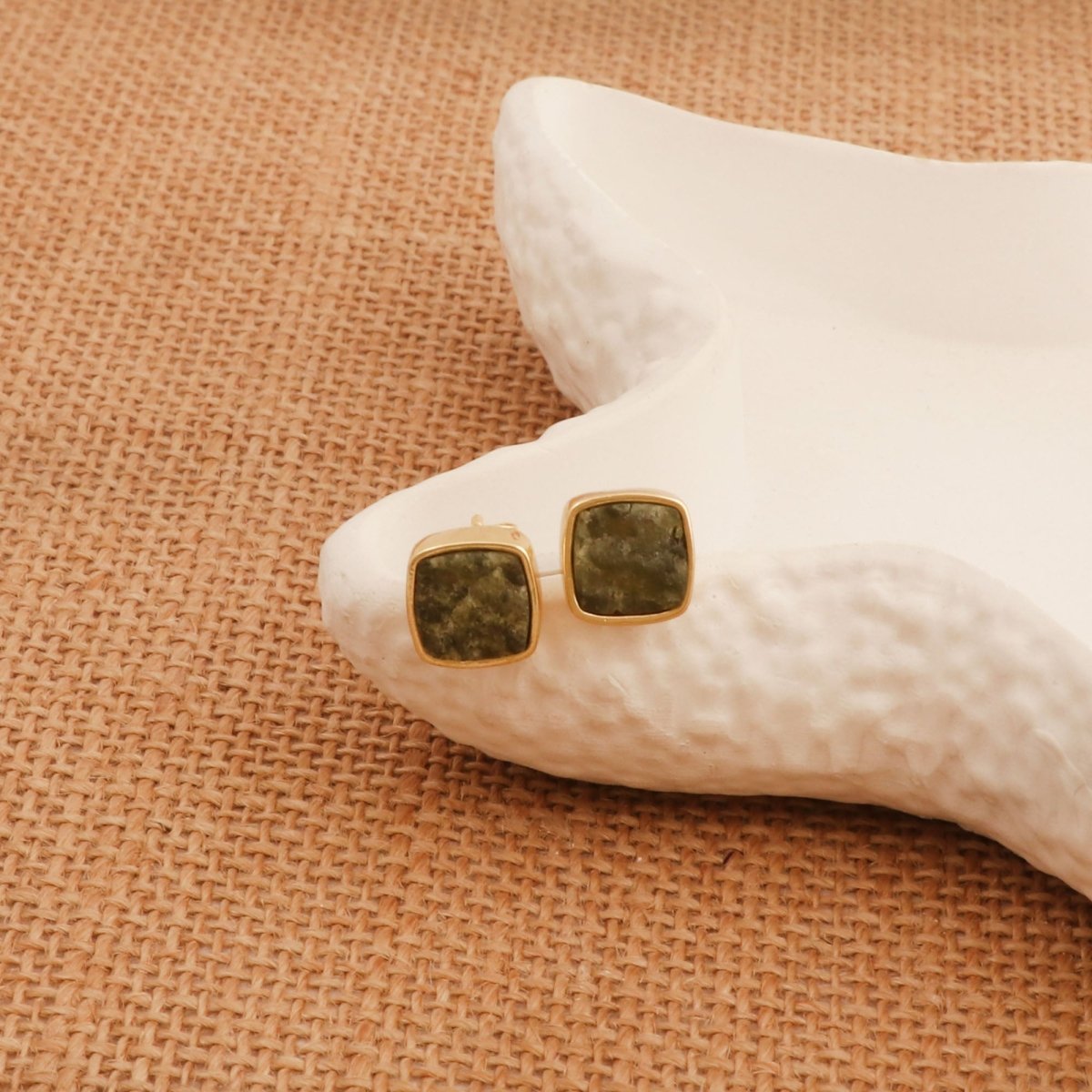 Natural Yellow Citrine Raw Gemstone Studs, Minimalist Jewelry CE - 1004