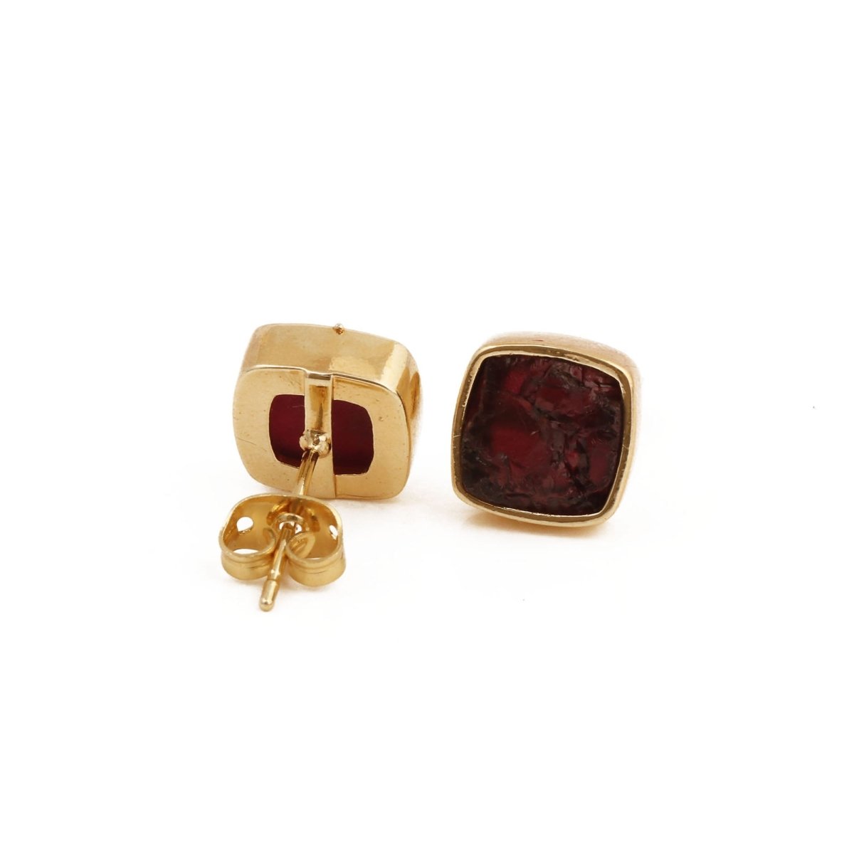 Natural Yellow Citrine Raw Gemstone Studs, Minimalist Jewelry CE - 1004