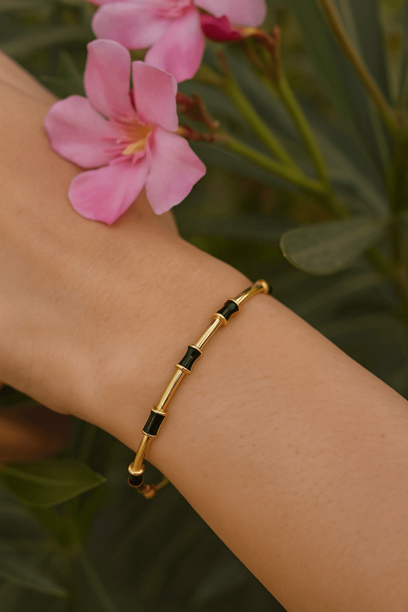 Orange Enamel Bracelet Open Cuff Bracelet Gold Plated Bangle
