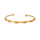 Orange Enamel Bracelet Open Cuff Bracelet Gold Plated Bangle