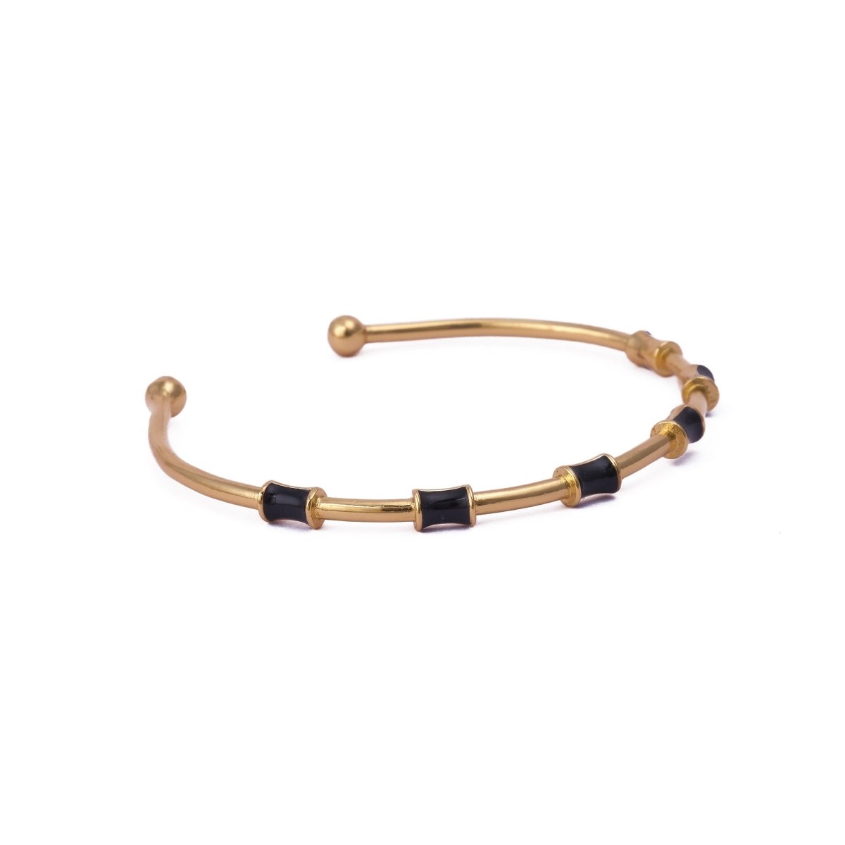 Orange Enamel Bracelet Open Cuff Bracelet Gold Plated Bangle