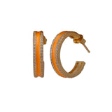 Orange Enamel Gold Plated Hoop Earrings Statement Jewelry