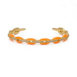 Orange Enameled Bangle Cubic Zircon Gemstone Jewelry Gift For Her