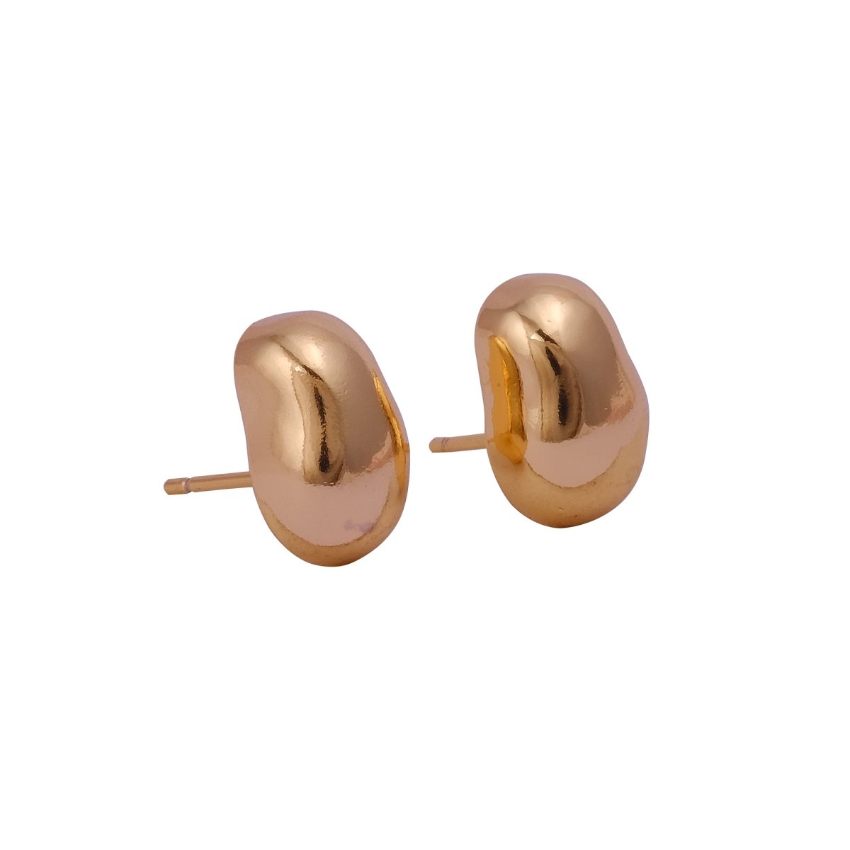 Organic Bean Shape Gold Stud Earrings Modern Minimal Everyday Jewelry