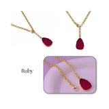 Organic Blue Sapphire Stone Necklace, Raw Gemstone Y - Drop Pendant 5211